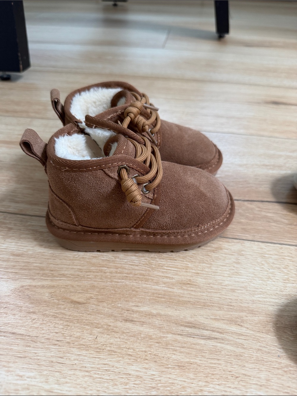 Kids Brown Suede Faux-Fur Lined Boots